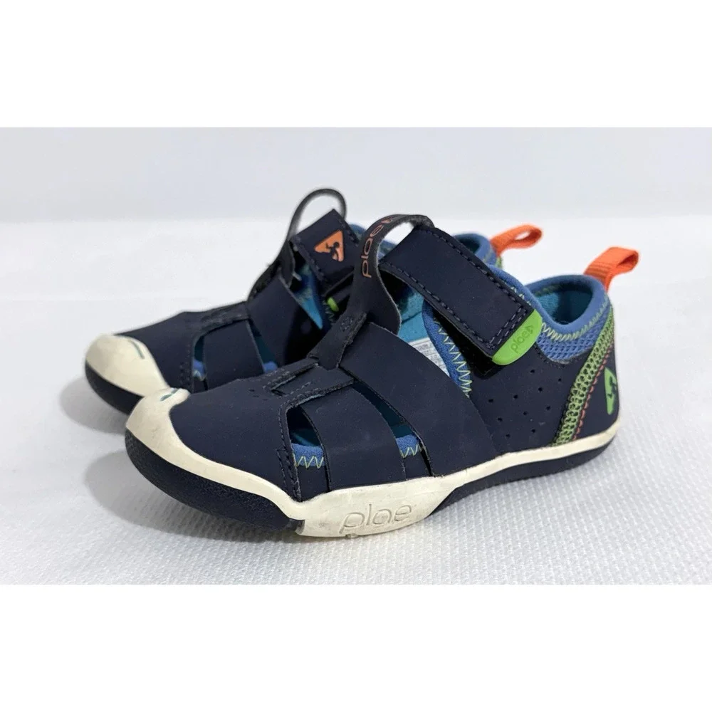 Plae Sam 2.0 Athletic Sandals Boys US 9 EU 25 Navy Breathable Flexible Shoes